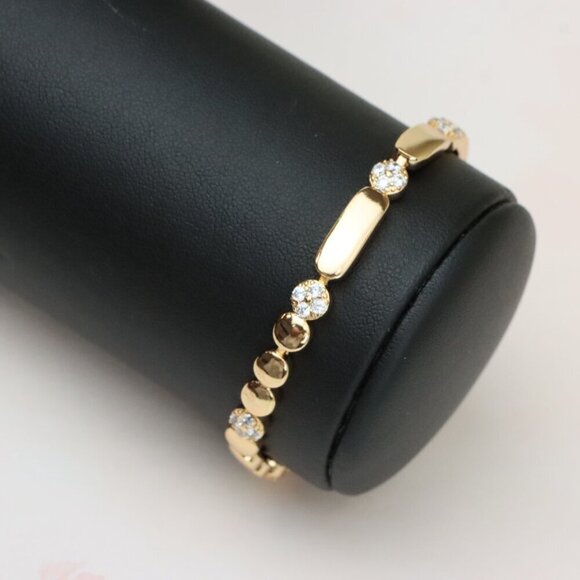 "Modern Beaded & Bar Link Rose Gold Bracelet, XPBL0774 - Picture 4 of 11